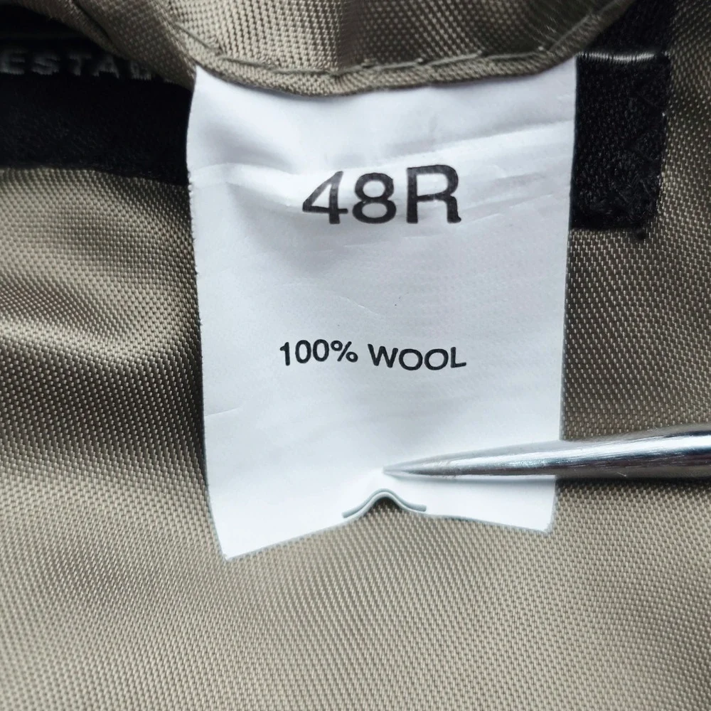 Jos. A. Bank Mens 48R Sport Coat Blazer Olive Green/Blue Micro Check 100% Wool
